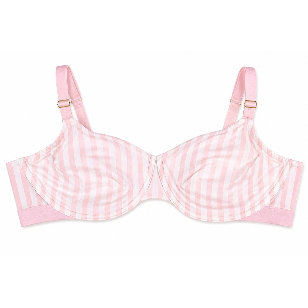 Victoria's Secret T-Shirt Cotton Unlined Scoop Strappy Bra Pink Stripe 40D NWT